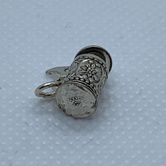 Vintage Silver Mini Beer Stein Charm Stamped 800 with Hinged Lid - Picture 4 of 6